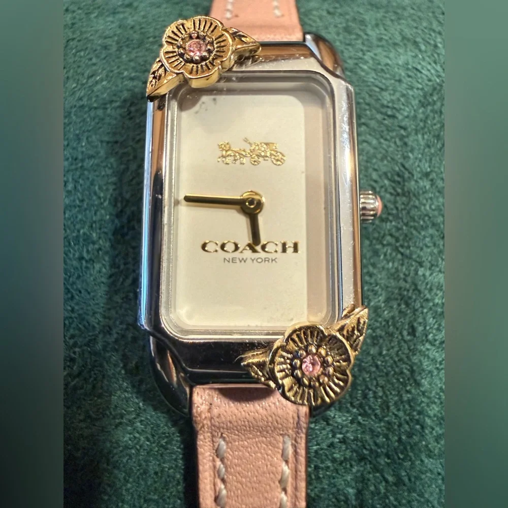 Coach Cadie Watch with Blush Pink Strap and Tea Rose Motifs - Picture 8 of 8